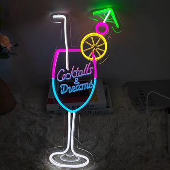 21.6 ב קוקטיילים חלום LED שלט קיר בעיצוב על בירה הבר חנות פאב מועדון מועדון לילה מסיבת יום הולדת קישוט ניאון לילה אור